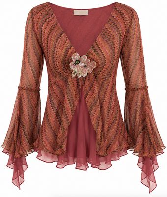 Eclectic print chiffon layered top