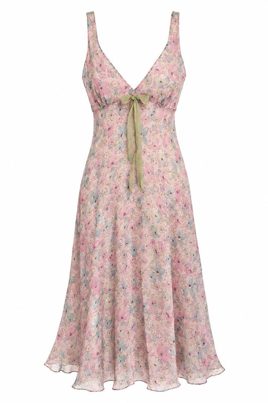 Floral Pastel Silk chiffon Dress Floral Pastel Silk chiffon Dress
