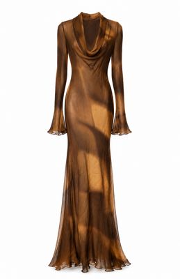 Draped Neck Maxi Silk Dress Draped Neck Maxi Silk Dress