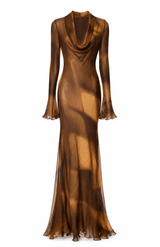 Draped Neck Maxi Silk Dress Draped Neck Maxi Silk Dress