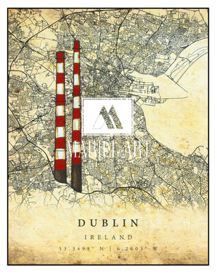 "Poolbeg Chimneys" on Map Print