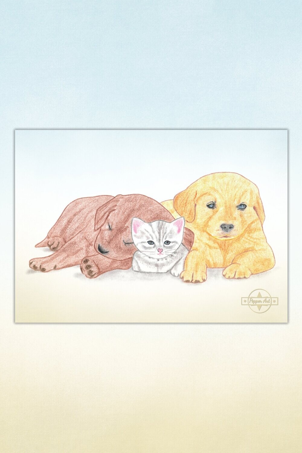 Kunst: Tiere für Kids #19 Welpen mit Kätzchen