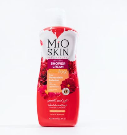كريم استحمام من مايو سكن بالعطور الفرنسية المنعشة MIO SKIN WHITENING SHOWER CREAM RED ROSE 900ml