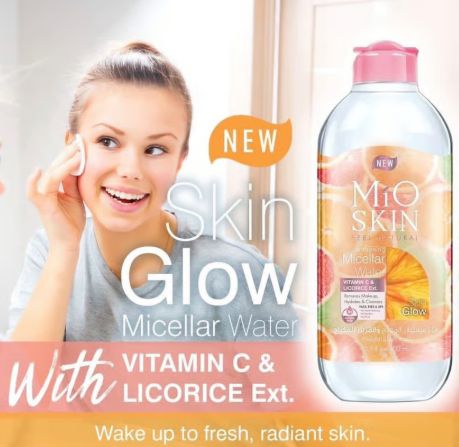 Mio Skin Micellar Water Vitamin C&amp; Licorice Ext 400ml مايو سكن ميسيلار مزيل مكياج للوجه والعينين والشفاه