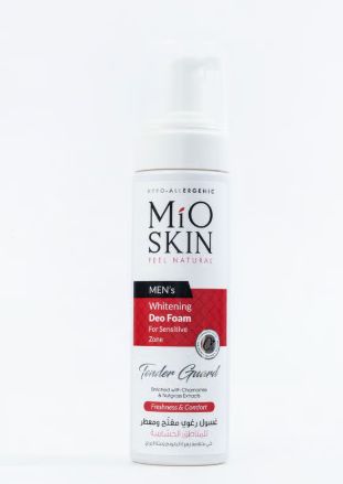 غسول رغوي مفتح ومعطر للمناطق الحساسة للرجال. MIO SKIN MEN ‘S WHITENING DEO FOAM FOR SENSITIVE ZONE TENDER GUARD