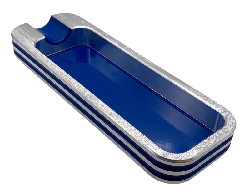 Single Cigar Ashtray Powder Coated Aluminum Blue Long Boy