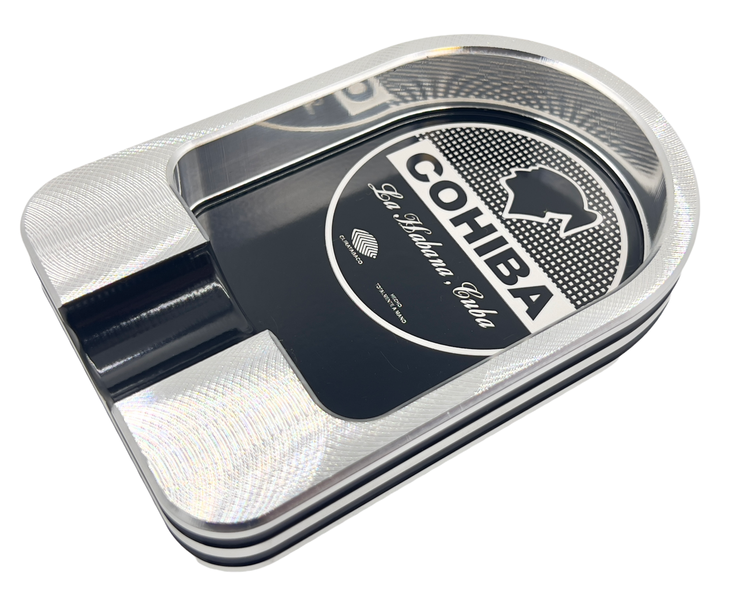 Cohiba rectangular bull nose single-finger cigar ashtray laser engraved
