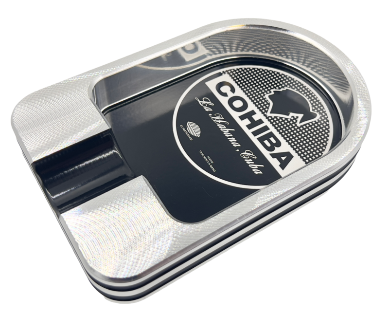 Cohiba rectangular bull nose single-finger cigar ashtray laser engraved