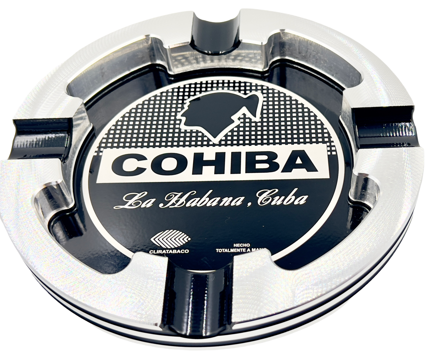 Cohiba round double groove four-finger cigar ashtray laser engraved