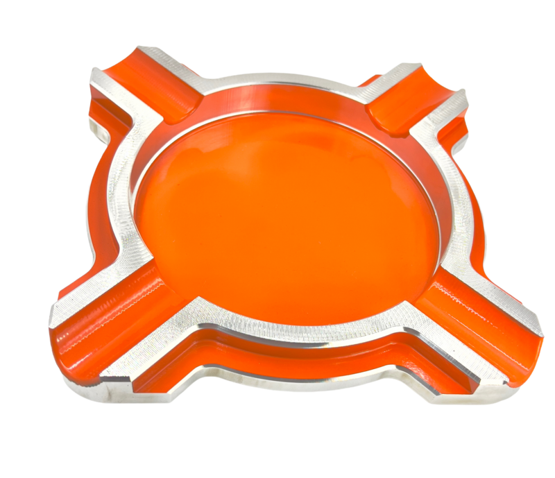 Giant 8X8 stepped down notched round four-finger cigar ashtray