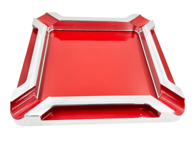 Giant 8X8 stepped-down square four-finger cigar ashtray