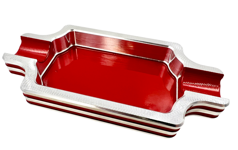 Double finger notched double grooved cigar ashtray