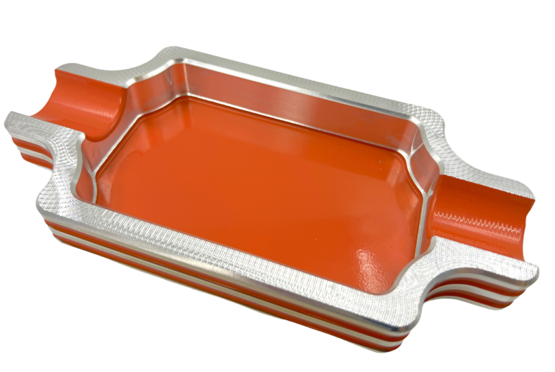Double finger notched double grooved cigar ashtray