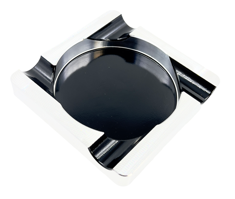 cigar ashtray offset square polished side four-finger