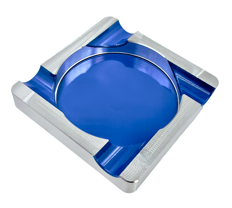 cigar ashtray offset square polished side four-finger