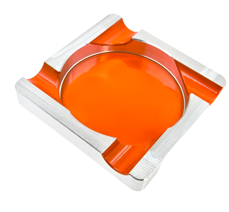 cigar ashtray offset square polished side four-finger