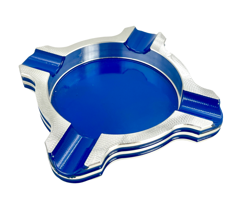 cigar ashtray double grooved round notch four-finger