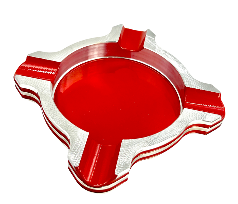 cigar ashtray double grooved round notch four-finger