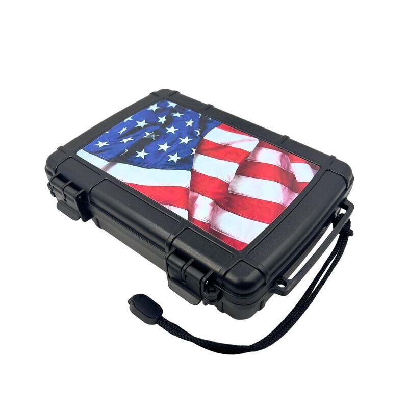 StikBox Travel Cigar  Humidor Cedar Bottom American Flalg
