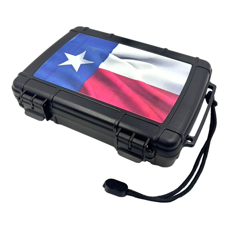 StikBox Travel Cigar  Humidor Cedar Bottom Texas Flag
