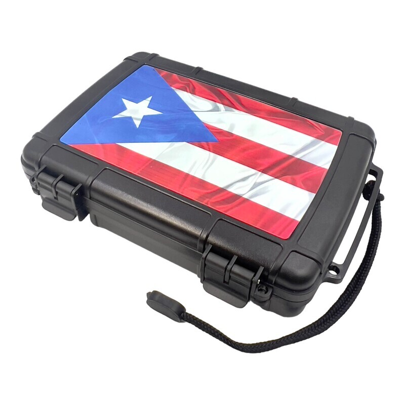 StikBox Travel Cigar  Humidor Cedar Bottom Puerto Rican Flag
