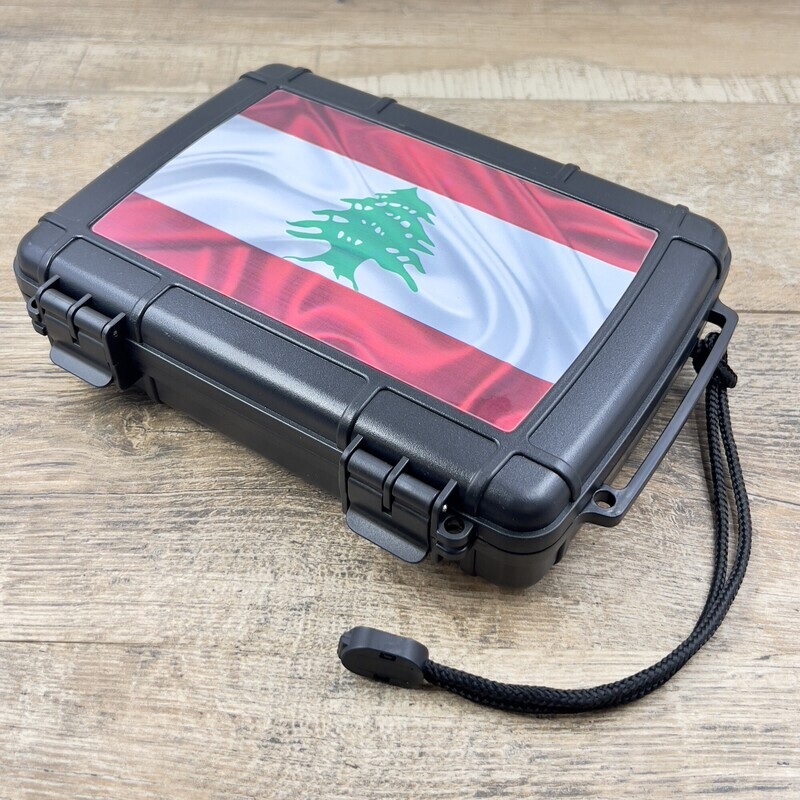 StikBox Travel Cigar  Humidor Cedar Bottom Lebanese  Flag