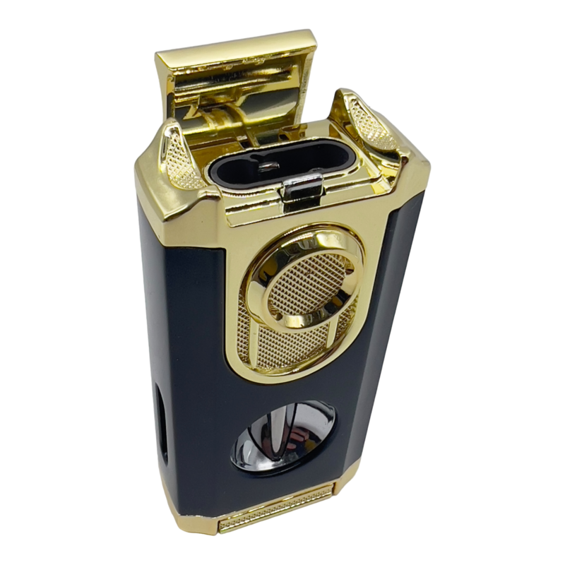 Triple Jet Flame Cigar Torch Lighter with &quot;V&quot; Cutter