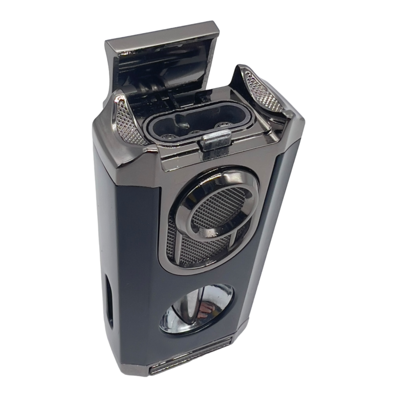 Triple Jet Flame Cigar Torch Lighter with &quot;V&quot; Cutter