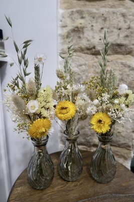 Trio de mini bouquets Capri avec leurs vases