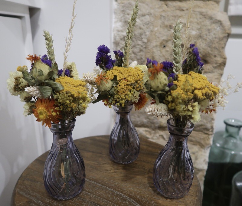 Trio de mini bouquets Palerme avec leurs vases Trio de mini bouquets Palerme avec leurs vases