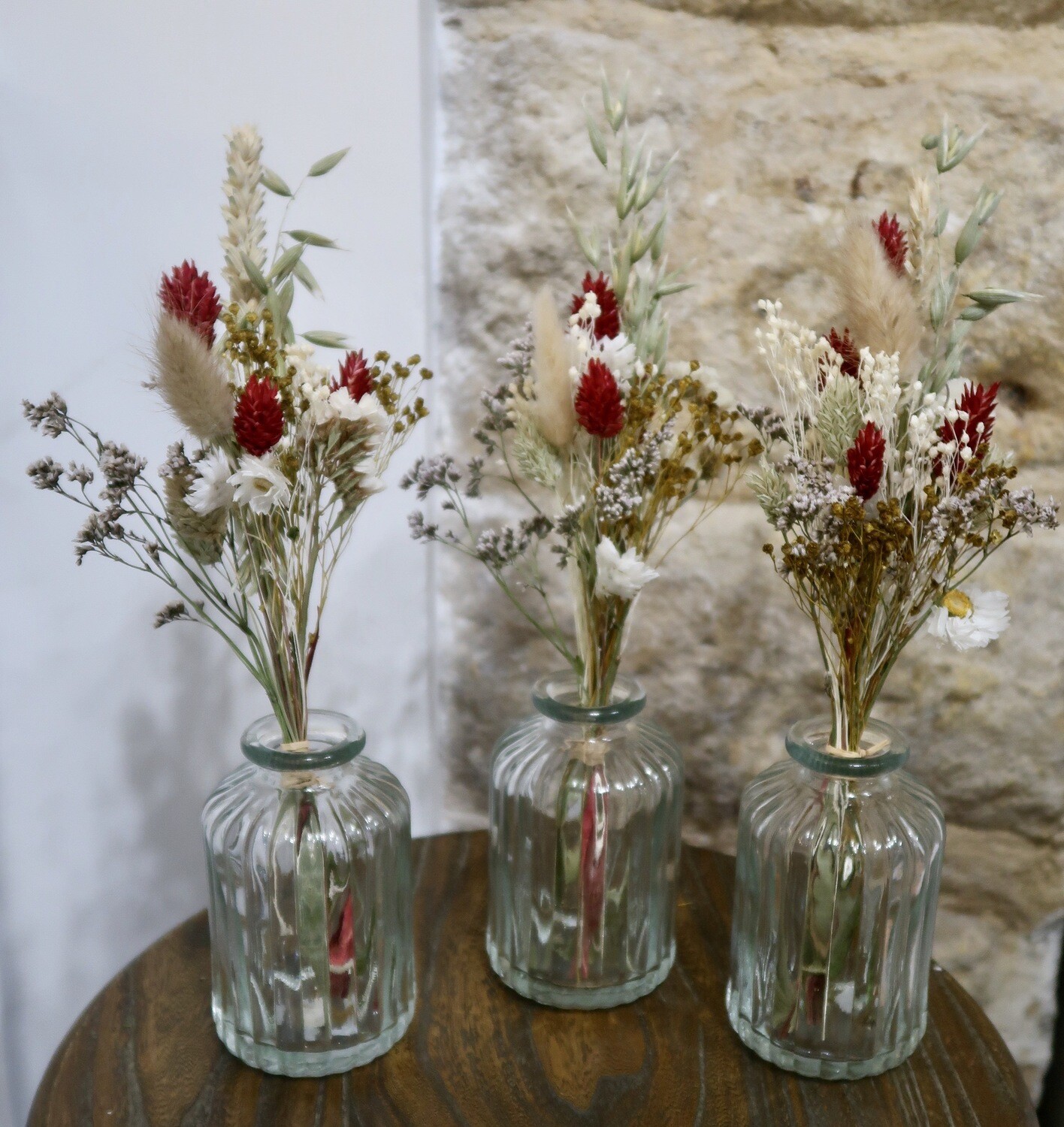 Trio de mini bouquets Florence avec leurs vases