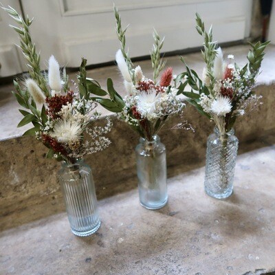 Trio de mini bouquets Matera avec leurs vases