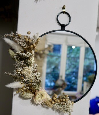Miroir rond fleuri en laiton Venise