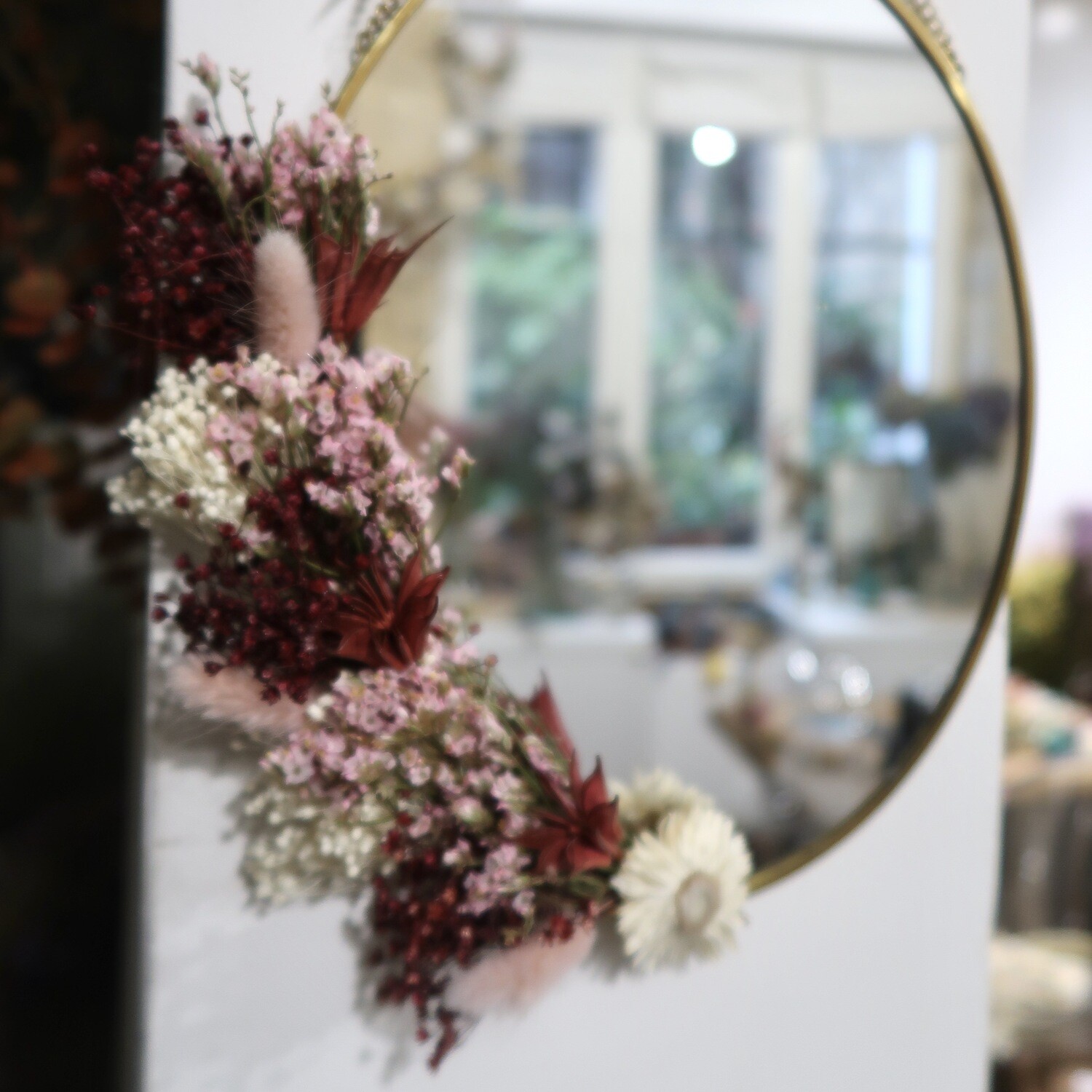 Miroir ovale fleuri en laiton Gênes