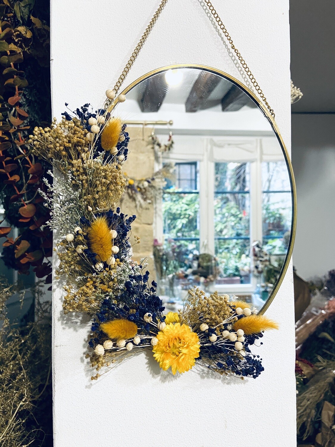 Miroir ovale fleuri en laiton Ischia