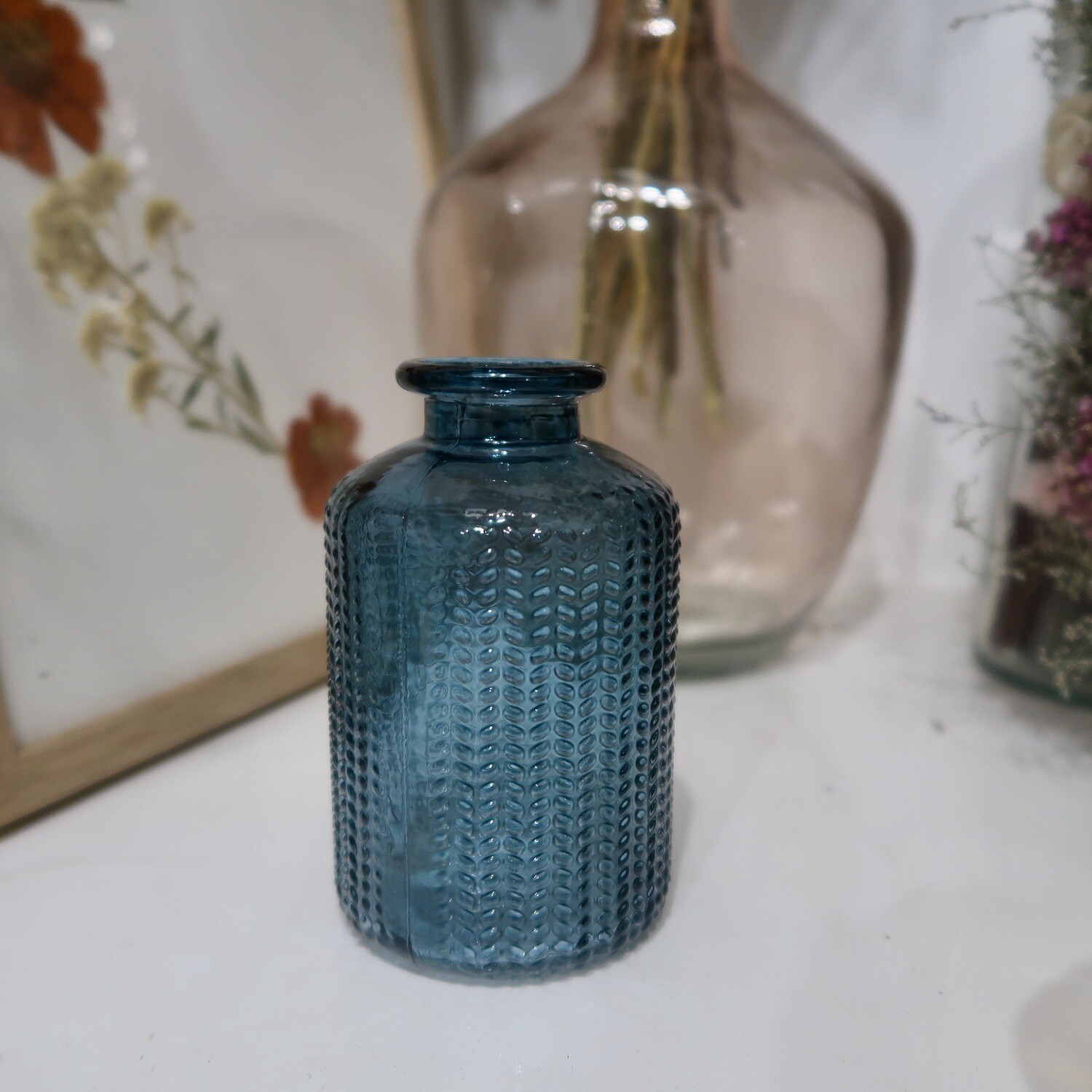 Vase bleu foncé chevrons