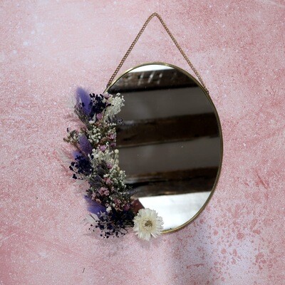 Miroir ovale fleuri en laiton Parme