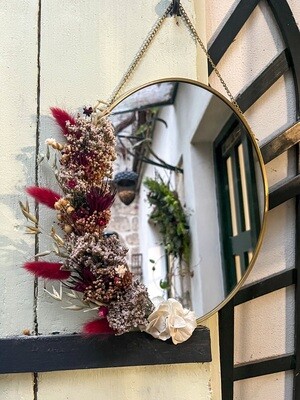 Miroir ovale fleuri en laiton Florence