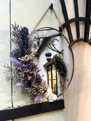 Miroir ovale fleuri en laiton Murano