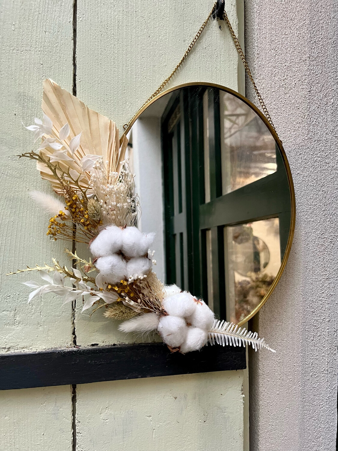 Miroir ovale fleuri en laiton Venise