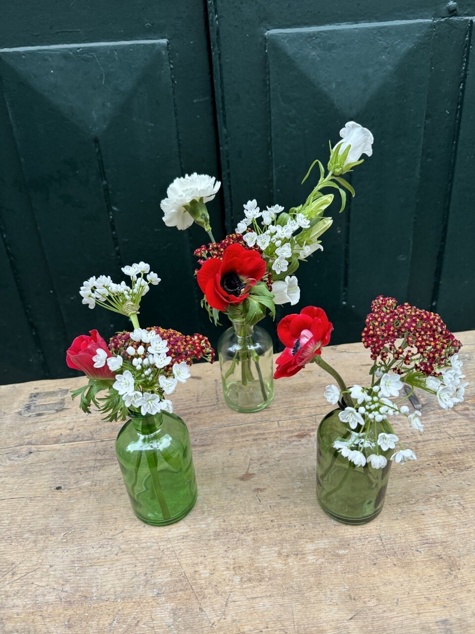 Trio de Vases verts