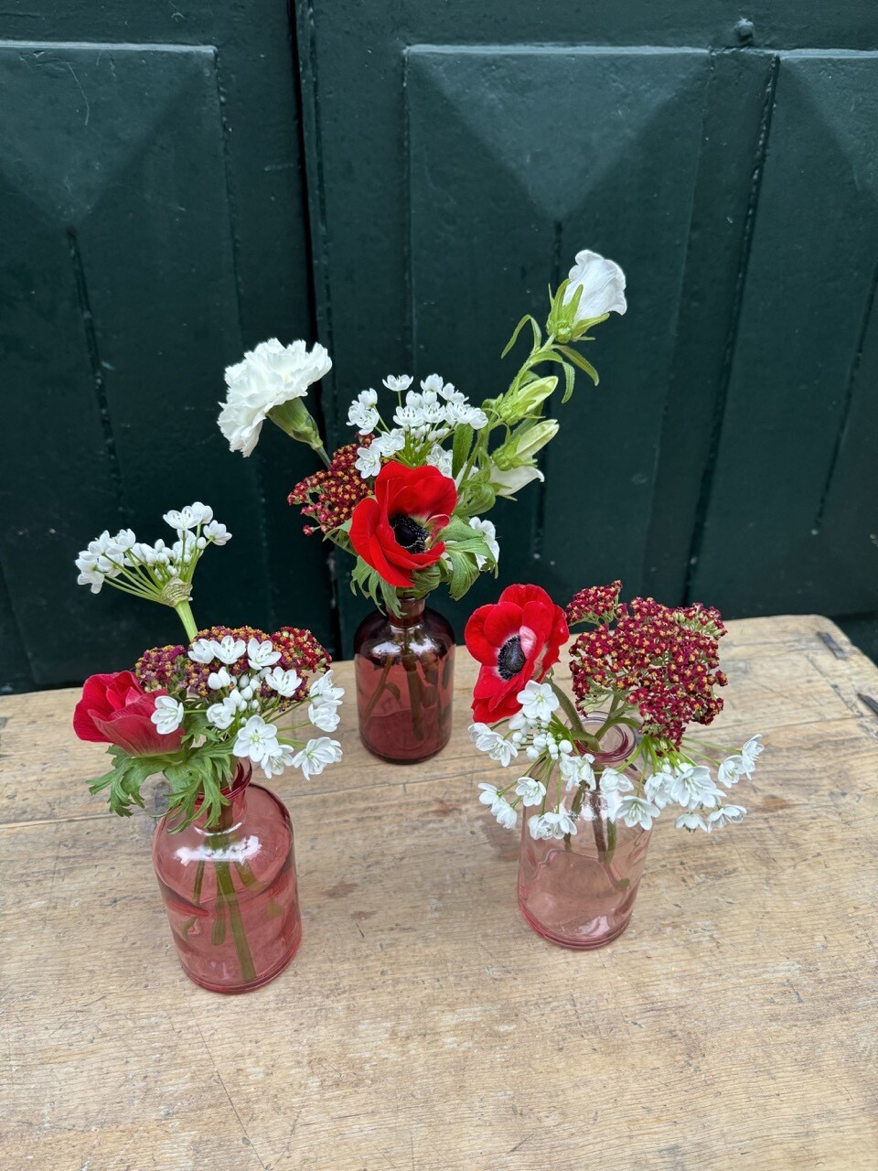 Trio de Vases roses