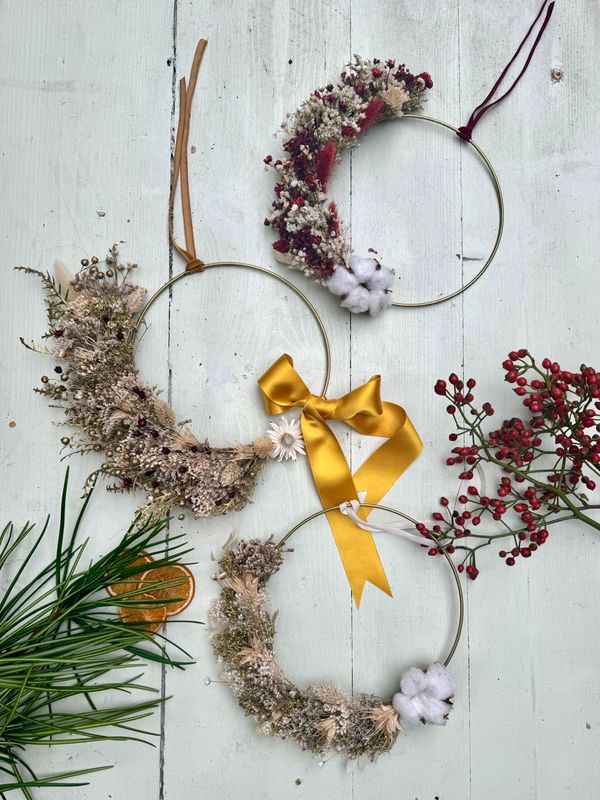 Atelier couronne de Noël en fleurs séchées 2h