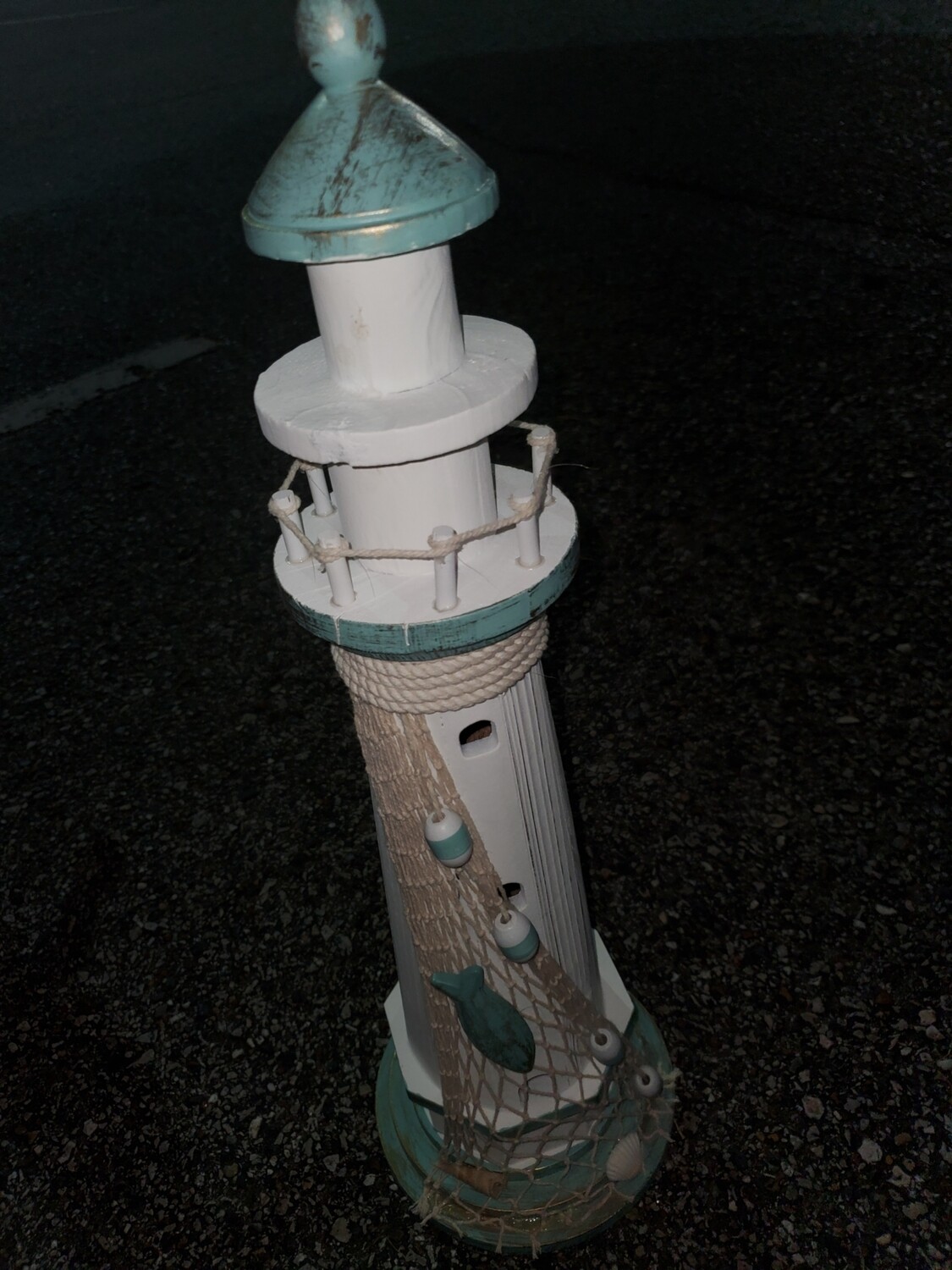 2ft lighthouse withseashells green and white