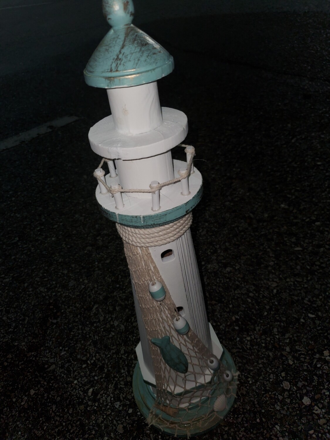 2ft lighthouse withseashells green and white