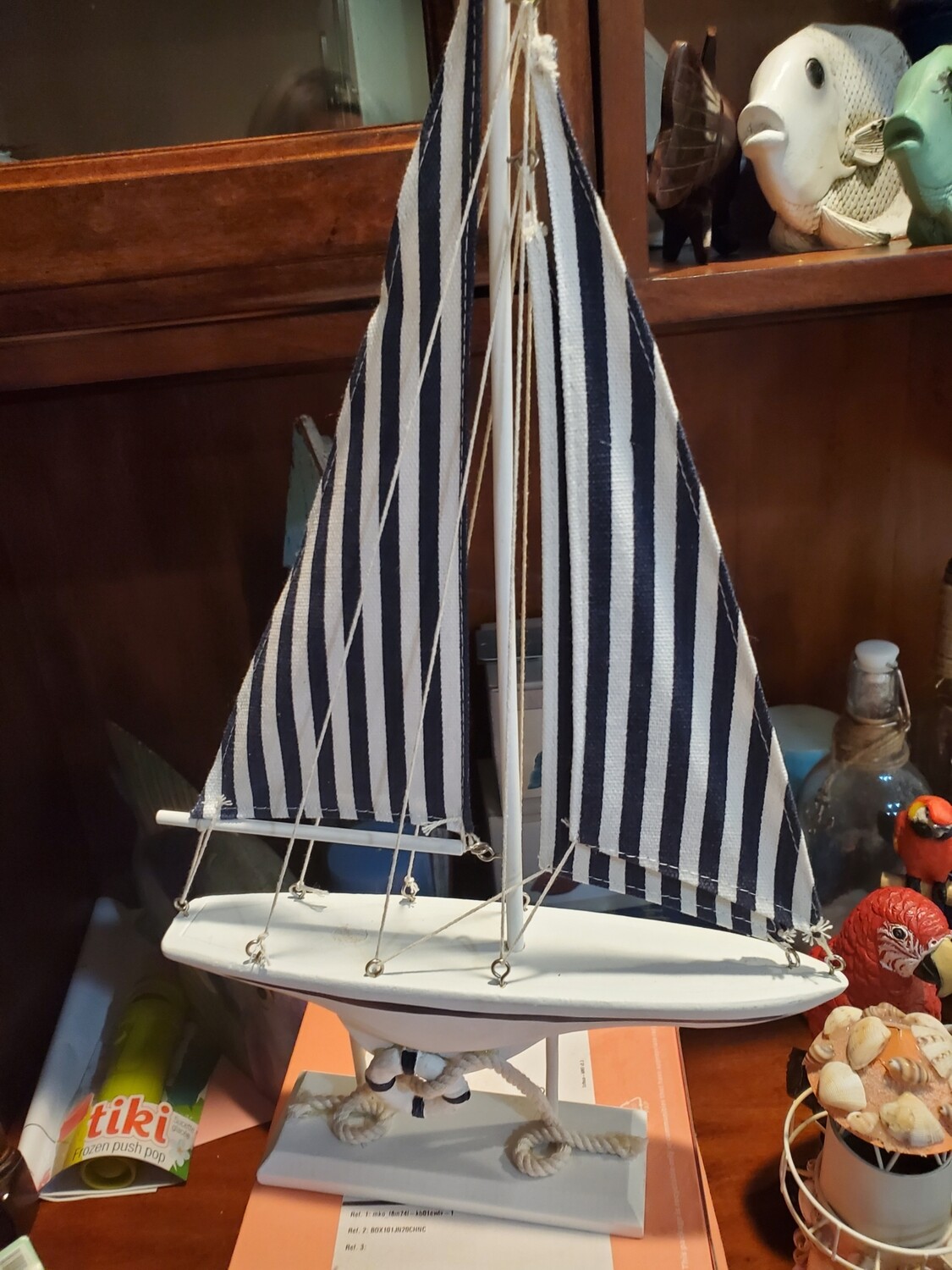 16 Inch Blue / White Sail Boat