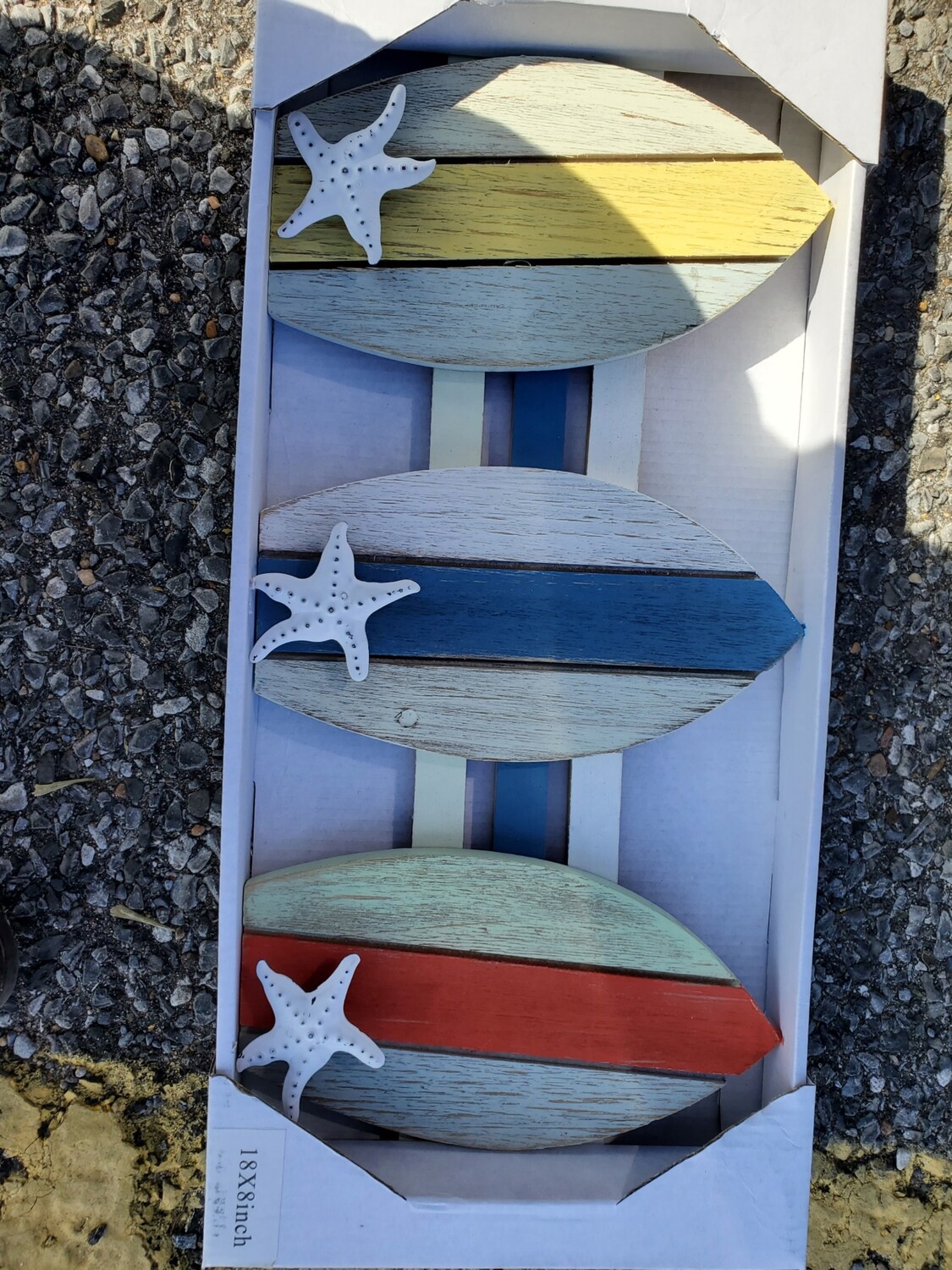 3 picture surfboards with starfish hooks