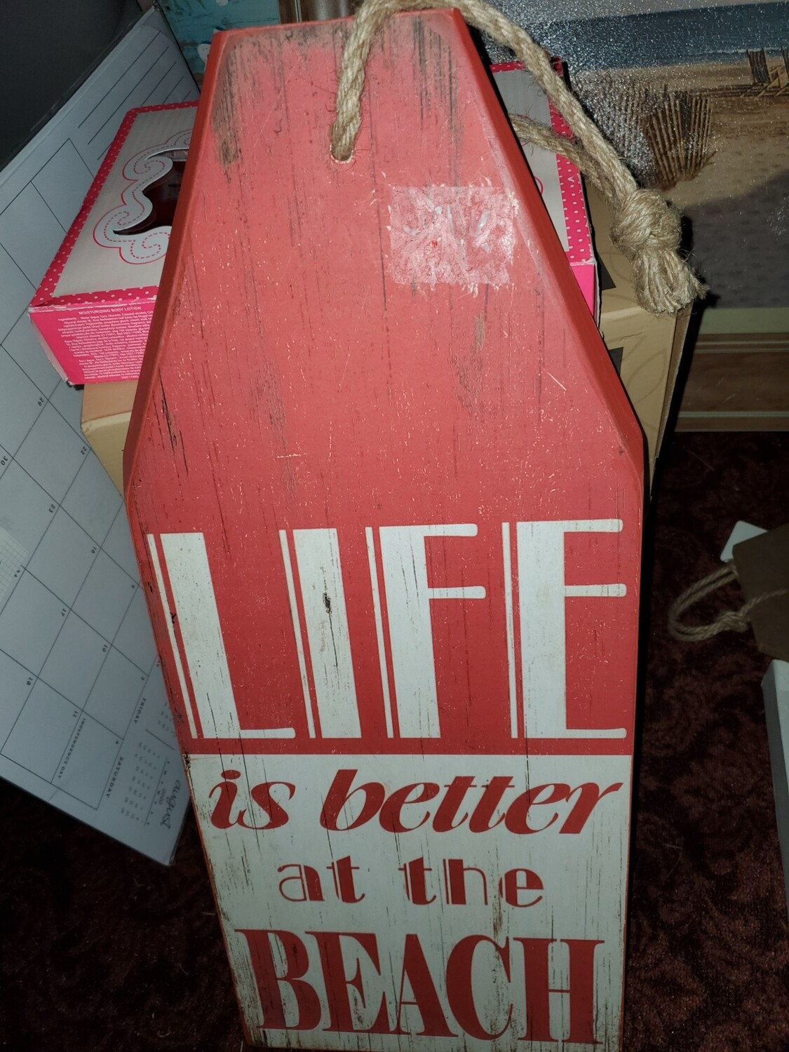 Life is better  at the beach wood sign