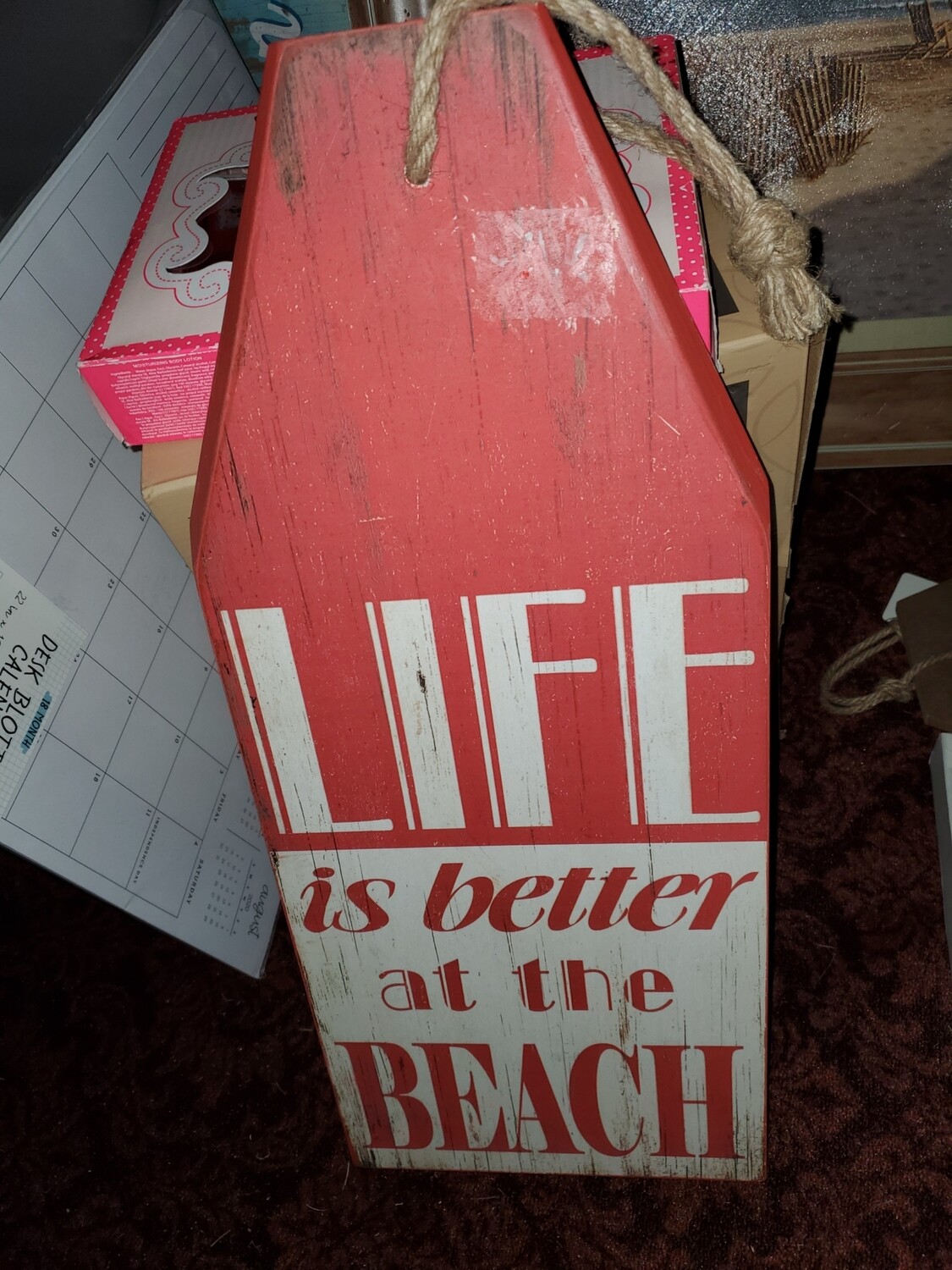Life is better  at the beach wood sign