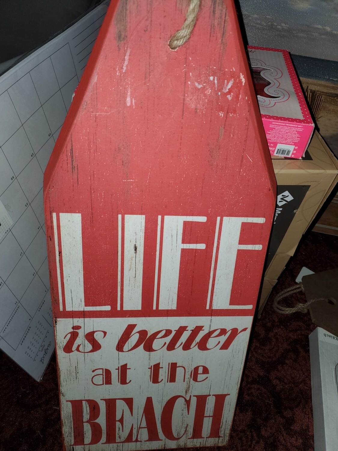 Life is better  at the beach wood sign